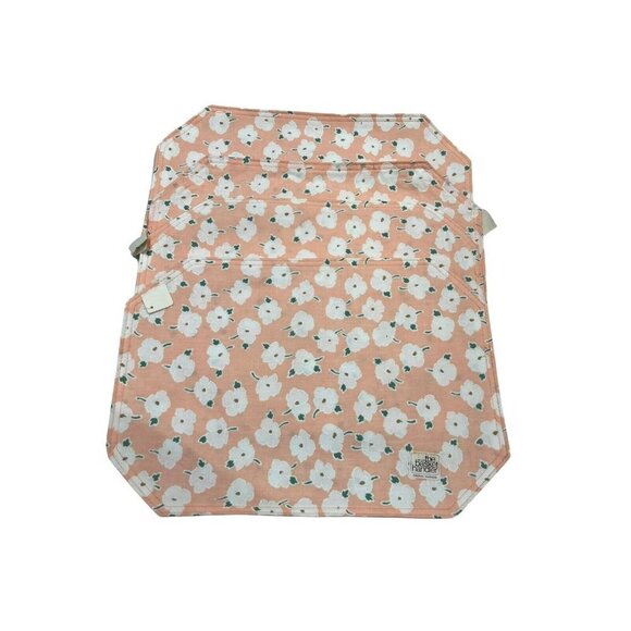 Vintage Embroidered Placemats Appliqué Peach White Floral Set Of 4 - Picture 1 of 9